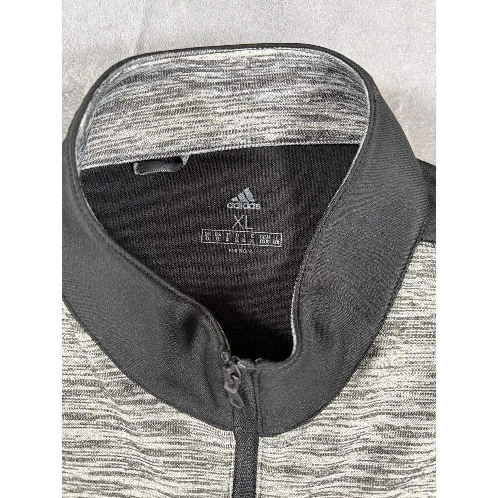 Adidas Men's XL Gray Black Heathered Athletic 1/4 Zip Pullover Activewear Top